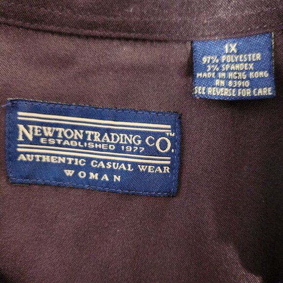 Newton Trading Co 1X Shacket Shirt Eggplant Purple Gold and Stone Look Buttons - Picture 4 of 5